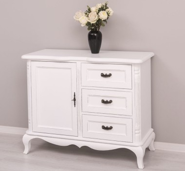 Comoda cu 1 usa si 3 sertare Chic, sertare pe sine soft close de la Rustic Butique PS645 - Culoare_P030++P004A - 2 STRATURI DE CULORI ANTICHIZAT