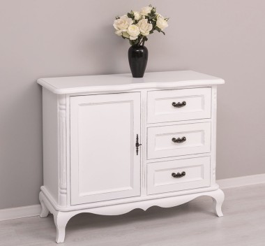 Comoda cu 1 usa si 3 sertare Chic, sertare pe sine soft close de la Rustic Butique PS645 - Culoare_P030++P004A - 2 STRATURI DE CULORI ANTICHIZAT