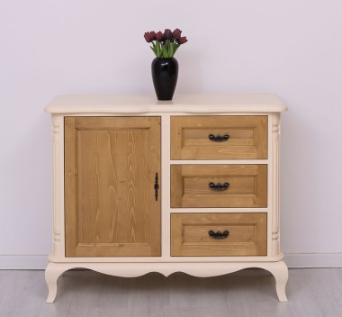 Comoda cu 1 usa si 3 sertare Chic, sertare pe sine soft close de la Rustic Butique PS645 - Culoare Corp_P025 - Culoare Usi si Sertare_P002 - DUBLU COLOR