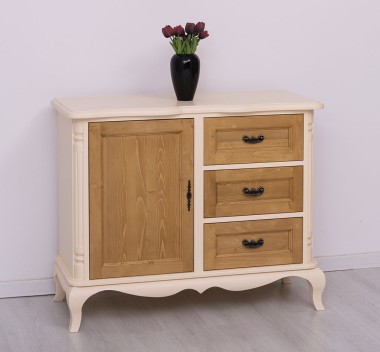Comoda cu 1 usa si 3 sertare Chic, sertare pe sine soft close de la Rustic Butique PS645 - Culoare Corp_P025 - Culoare Usi si Sertare_P002 - DUBLU COLOR
