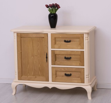 Comoda cu 1 usa si 3 sertare Chic, sertare pe sine soft close de la Rustic Butique PS645 - Culoare Corp_P025 - Culoare Usi si Sertare_P002 - DUBLU COLOR