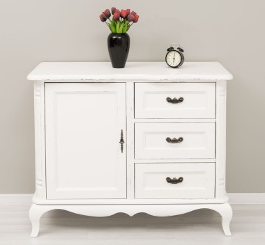 Comoda cu 1 usa si 3 sertare Chic, sertare pe sine soft close de la Rustic Butique PS645 - Culoare_P086++P039A - 2 STRATURI DE CULORI ANTICHIZAT