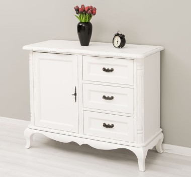 Comoda cu 1 usa si 3 sertare Chic, sertare pe sine soft close de la Rustic Butique PS645 - Culoare_P086++P039A - 2 STRATURI DE CULORI ANTICHIZAT
