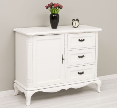 Comoda cu 1 usa si 3 sertare Chic, sertare pe sine soft close de la Rustic Butique PS645 - Culoare_P086++P039A - 2 STRATURI DE CULORI ANTICHIZAT