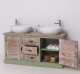 Dulap baie cu 2 usi lamelare - lavoarele nu sunt incluse in pret de la Rustic Butique PS665 - Culoare Top_P071 - Culoare Corp_P054 - Culoare Usi si Sertare_P071 - DUBLU COLOR