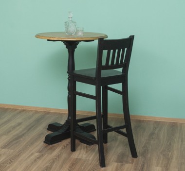 Masa de bar cu blat rotund 110cm de la Rustic Butique PS672 - Culoare Top_P082 - Culoare Corp_P003 - DUBLU COLOR