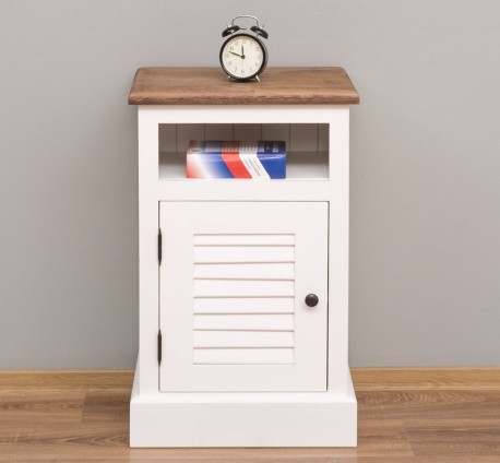 Noptiera cu 1 usa, spatiu deschis, blat stejar, Colectia Shutter de la Rustic Butique PS615 - Culoare Top_P064 - Culoare Corp_P039 - DUBLU COLOR
