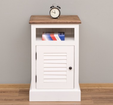 Noptiera cu 1 usa, spatiu deschis, blat stejar, Colectia Shutter de la Rustic Butique PS615 - Culoare Top_P064 - Culoare Corp_P039 - DUBLU COLOR