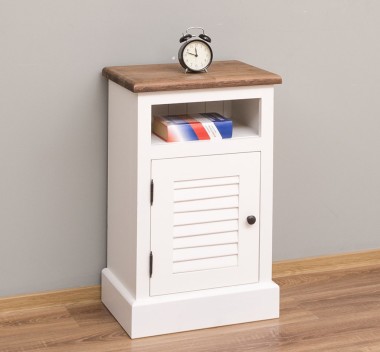 Noptiera cu 1 usa, spatiu deschis, blat stejar, Colectia Shutter de la Rustic Butique PS615 - Culoare Top_P064 - Culoare Corp_P039 - DUBLU COLOR