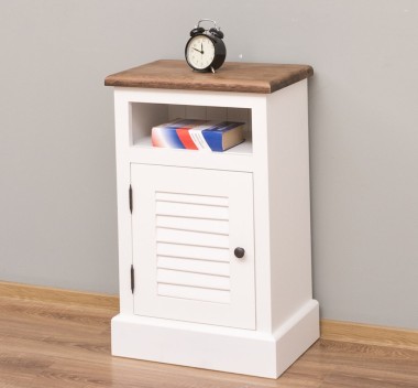 Noptiera cu 1 usa, spatiu deschis, blat stejar, Colectia Shutter de la Rustic Butique PS615 - Culoare Top_P064 - Culoare Corp_P039 - DUBLU COLOR