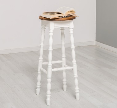 Scaun de bar cu picioare strunjite de la Rustic Butique PS655 - Culoare Top_P064 - Culoare Corp_P039A - DUBLU COLOR