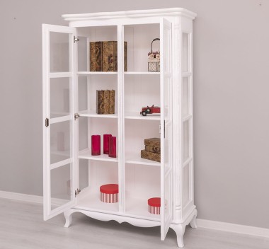 Vitrina cu 2 usi Chic de la Rustic Butique PS653 - Culoare_P030++P004A - 2 STRATURI DE CULORI ANTICHIZAT