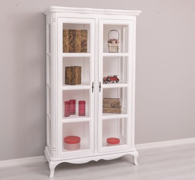 Vitrina cu 2 usi Chic de la Rustic Butique PS653 - Culoare_P030++P004A - 2 STRATURI DE CULORI ANTICHIZAT