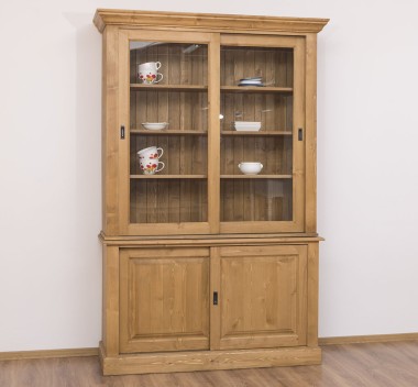 Vitrina bucatarie cu 2 usi glisante BAS + 2 usi sticla glisante SUP de la Rustic Butique PS597BAS+SUP - Culoare_P002 - CERUIT