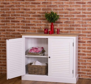 Bufet cu 2 usi, blat stejar, Colectia Shutter de la Rustic Butique PS568 - Top Culoare_Brut - Corp Culoare_P004 - VOPSIT