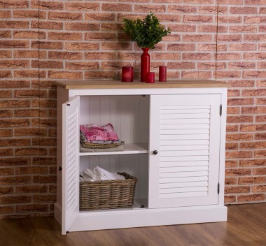 Bufet cu 2 usi, blat stejar, Colectia Shutter de la Rustic Butique PS568 - Top Culoare_Brut - Corp Culoare_P004 - VOPSIT