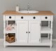 Dulap baie pentru lavoar cu 2 usi si 2 polite, blat stejar - lavoarul nu este inclus in pret de la Rustic Butique PS545 - Culoare Top_P061 - Culoare Corp_P004 - DUBLU COLOR