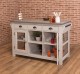 Insula de bucatarie cu 4 usi de sticla, 6 sertare, blat stejar de la Rustic Butique PS530 - Top Culoare_P060 - Corp Culoare_P028++P024A - TRIPLU COLOR