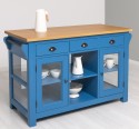 Insula de bucatarie cu 4 usi de sticla, 6 sertare de la Rustic Butique PS530 - Culoare Top_P082 - Culoare Corp_P045 - DUBLU COLOR