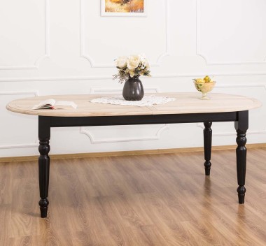 Masa ovala extensibila 210/250cm, blat stejar de la Rustic Butique PS524 - Top Culoare_Brut - Corp Culoare_P003 - DUBLU COLOR