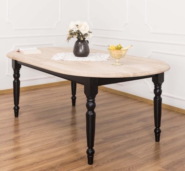 Masa ovala extensibila 210/250cm, blat stejar de la Rustic Butique PS524 - Top Culoare_Brut - Corp Culoare_P003 - DUBLU COLOR