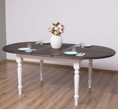 Masa ovala extensibila 210/250cm de la Rustic Butique PS524 - Culoare Top_P062 - Culoare Corp_P039 - DUBLU COLOR
