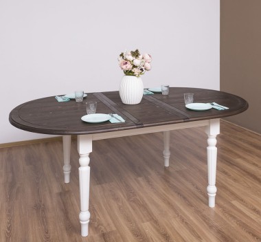 Masa ovala extensibila 210/250cm de la Rustic Butique PS524 - Culoare Top_P062 - Culoare Corp_P039 - DUBLU COLOR