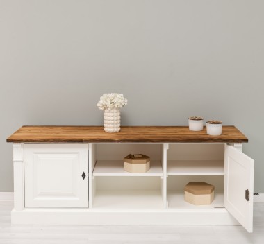Comoda 2 usi si rafturi deschise de la Rustic Butique PS494 - Culoare Top_P064 - Culoare Corp_P039 - DUBLU COLOR