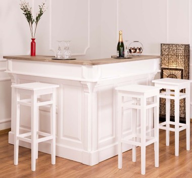 Bar in forma de L 140x140x107cm de la Rustic Butique PS484 - Top Culoare_P037 - Corp Culoare_P004 - DUBLU COLOR