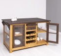 Insula de bucatarie cu usi si compartiment pentru sticle de la Rustic Butique PS608 - Culoare Top_P062 - Culoare Corp_P002 - Culoare Usi si Sertare_P062 - DUBLU COLOR