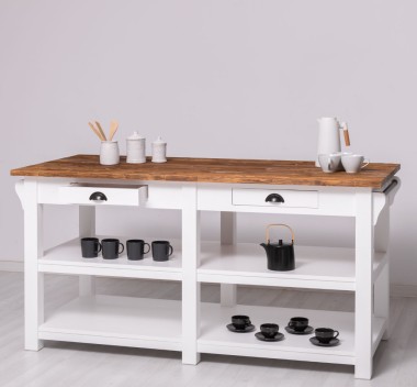 Insula de bucatarie mare cu 4 sertare de la Rustic Butique PS607 - Culoare Top_P064 - Culoare Corp_P004 - DUBLU COLOR