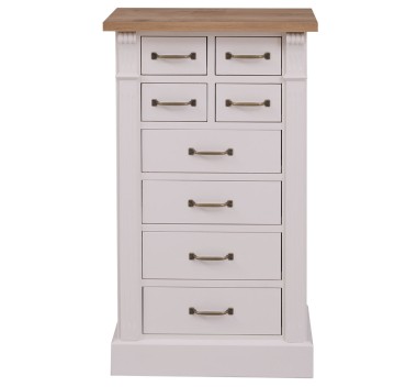 Comoda cu 8 sertare, blat stejar, Colectia Directoire de la Rustic Butique PS486 - Culoare Top_P061 - Culoare Corp_P039 - DUBLU COLOR