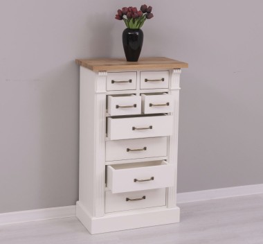 Comoda cu 8 sertare, blat stejar, Colectia Directoire de la Rustic Butique PS486 - Culoare Top_P061 - Culoare Corp_P039 - DUBLU COLOR