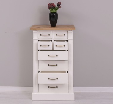 Comoda cu 8 sertare, blat stejar, Colectia Directoire de la Rustic Butique PS486 - Culoare Top_P061 - Culoare Corp_P039 - DUBLU COLOR
