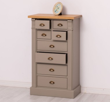 Comoda cu 8 sertare, blat stejar, Colectia Directoire de la Rustic Butique PS486 - Culoare Top_P002 - Culoare Corp_P030 - DUBLU COLOR