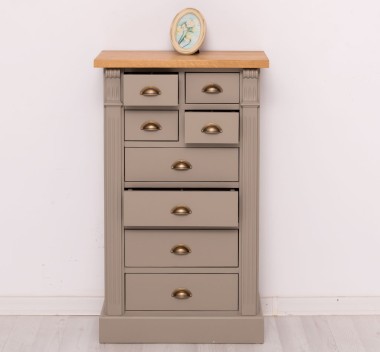 Comoda cu 8 sertare, blat stejar, Colectia Directoire de la Rustic Butique PS486 - Culoare Top_P002 - Culoare Corp_P030 - DUBLU COLOR