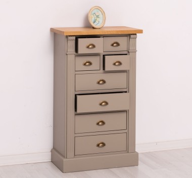 Comoda cu 8 sertare, blat stejar, Colectia Directoire de la Rustic Butique PS486 - Culoare Top_P002 - Culoare Corp_P030 - DUBLU COLOR