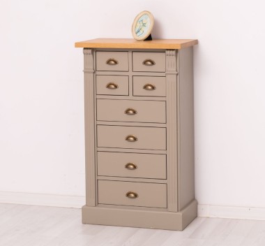Comoda cu 8 sertare, blat stejar, Colectia Directoire de la Rustic Butique PS486 - Culoare Top_P002 - Culoare Corp_P030 - DUBLU COLOR