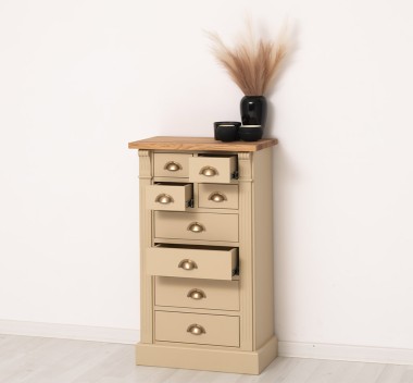 Comoda cu 8 sertare, blat stejar, Colectia Directoire de la Rustic Butique PS486 - Culoare Top_P089 - Culoare Corp_P032 - DUBLU COLOR
