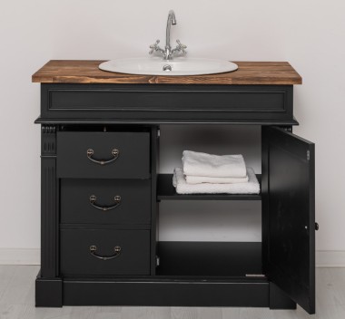 Dulap baie ornamentat pentru lavoar cu 3 sertare si 1 usa - lavoarul nu este inclus in pret de la Rustic Butique PS543 - Culoare Top_P064 - Culoare Corp_P003 - DUBLU COLOR