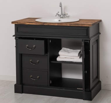 Dulap baie ornamentat pentru lavoar cu 3 sertare si 1 usa - lavoarul nu este inclus in pret de la Rustic Butique PS543 - Culoare Top_P064 - Culoare Corp_P003 - DUBLU COLOR