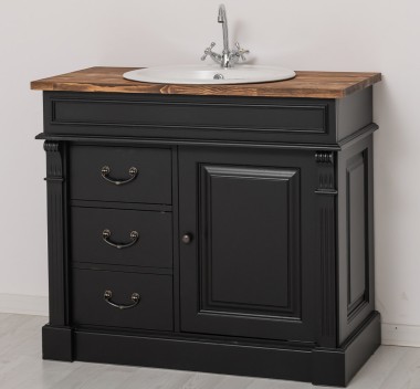 Dulap baie ornamentat pentru lavoar cu 3 sertare si 1 usa - lavoarul nu este inclus in pret de la Rustic Butique PS543 - Culoare Top_P064 - Culoare Corp_P003 - DUBLU COLOR