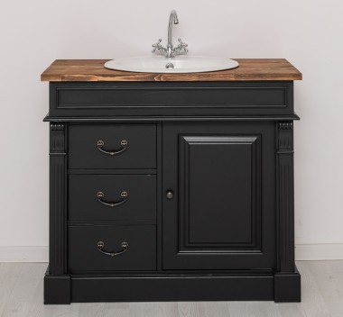 Dulap baie ornamentat pentru lavoar cu 3 sertare si 1 usa - lavoarul nu este inclus in pret de la Rustic Butique PS543 - Culoare Top_P064 - Culoare Corp_P003 - DUBLU COLOR