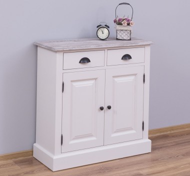 Dulap cu 2 usi si 2 sertare, blat stejar de la Rustic Butique PS432 - Culoare Top_P067 - Culoare Corp_P015 - DUBLU COLOR