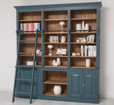 Biblioteca mare cu 4 usi, 1 polita BAS + etajera tripla SUP de la Rustic Butique PS321BAS+SUP - Culoare Ext._P051 / Culoare Int._P001 - DUBLU COLOR