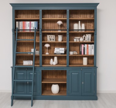 Biblioteca mare cu 4 usi, 1 polita BAS + etajera tripla SUP de la Rustic Butique PS321BAS+SUP - Culoare Ext._P051 / Culoare Int._P001 - DUBLU COLOR