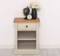 Noptiera cu 1 sertar si rafturi deschise de la Rustic Butique PS478 - Culoare Top_P002 - Culoare Corp_P024 - DUBLU COLOR