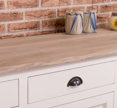 Bufet 3 usi, 3 sertare, blat stejar, BAS de la Rustic Butique PS403BAS - Culoare Top_P035 - Culoare Corp_P004 - DUBLU COLOR