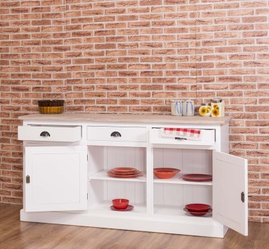 Bufet 3 usi, 3 sertare, blat stejar, BAS de la Rustic Butique PS403BAS - Culoare Top_P035 - Culoare Corp_P004 - DUBLU COLOR
