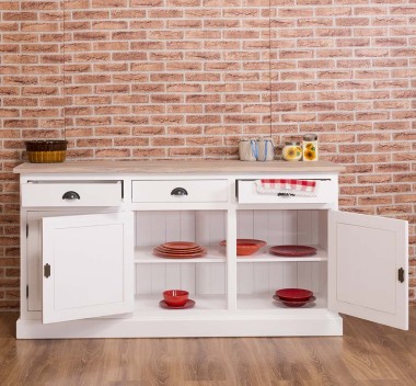 Bufet 3 usi, 3 sertare, blat stejar, BAS de la Rustic Butique PS403BAS - Culoare Top_P035 - Culoare Corp_P004 - DUBLU COLOR
